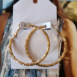 Textured Gold Tone Hoop Earrings